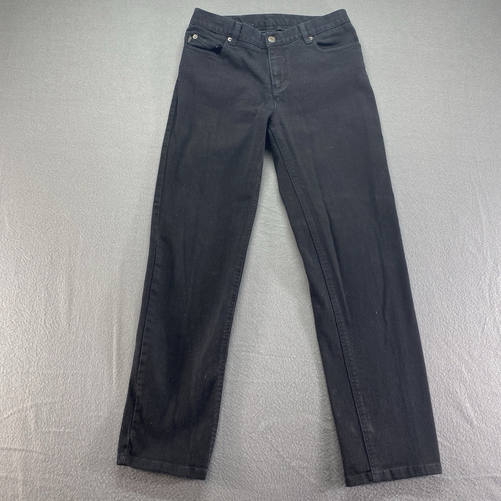 Lauren Ralph Lauren Jeans Womens 4 Black Straight Leg Cotton Blend Stretch Pants